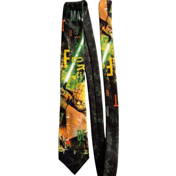 Star Wars Yoda Tie Men One Size Lightsaber Print Geek Chic Academic Preppy - Picture 4 of 7